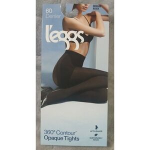 L'eggs 360 Contour Opaque Tights Black Medium 60 Denier Lift Shape LAS002